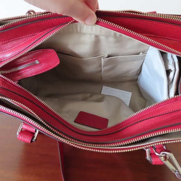 COACH Pinnacle Harper grenadine red embossed lizard tote bag satchel EUC 23572 - Picture 12 of 16